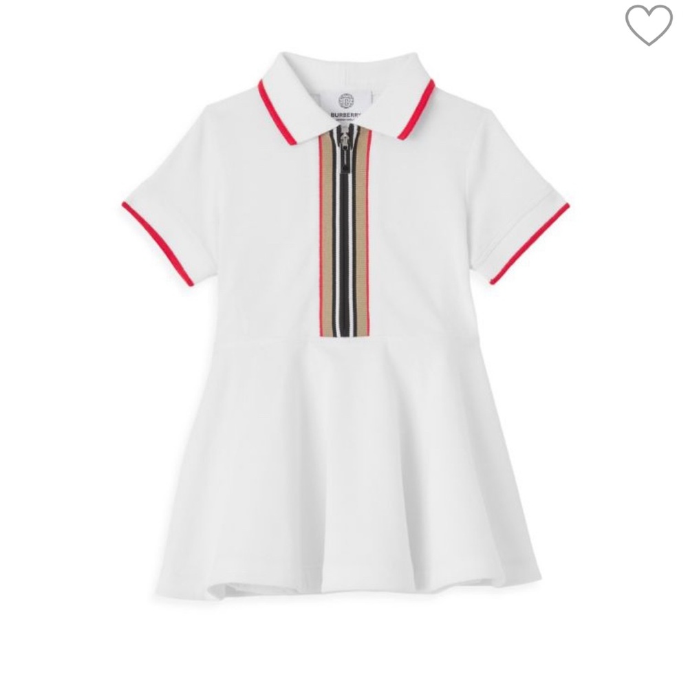 Burberry Girls Red and White Polo Dress with Sporty Trim